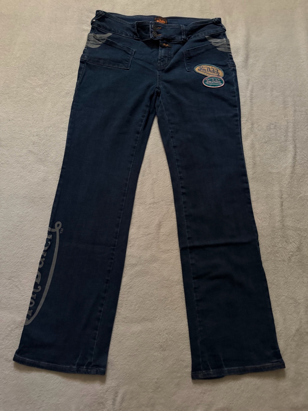 Von Dutch Navy Bootcut Jeans with Subtle Logo